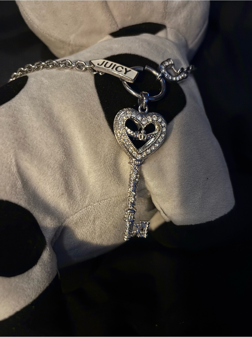 Juicy Couture Silver Heart Key Pendant Necklace - Silver